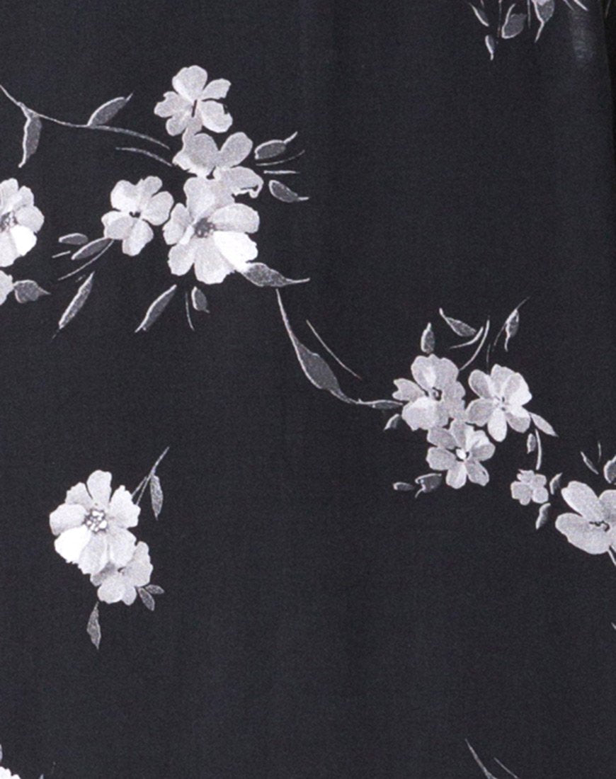 Afbeelding van Hime Maxi Dress in Mono Flower Zwart