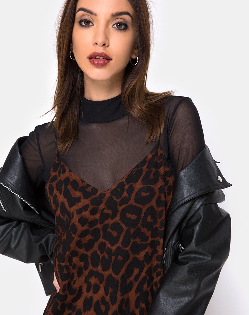 Afbeelding van Hime Maxi Dress in Oversized Jaguar Bruin