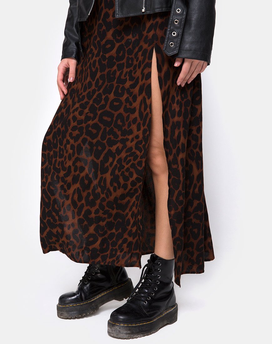 Afbeelding van Hime Maxi Dress in Oversized Jaguar Bruin