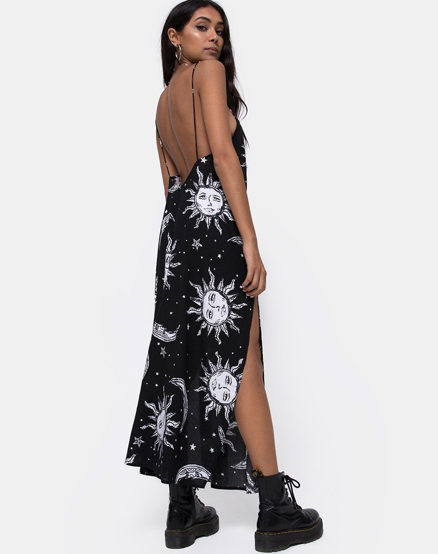 Hime Maxi Dress in oversized Sun Moon and Stars