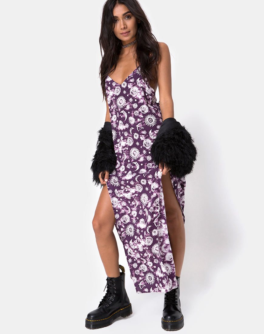 Afbeelding van Hime Maxi Dress in Purple Zodiac