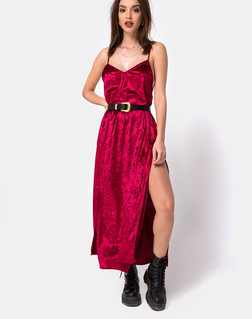 Afbeelding van Hime Maxi Dress in bordeauxrood fluweel