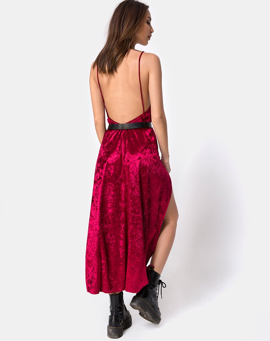 Hime Maxi Dress in bordeauxrood fluweel