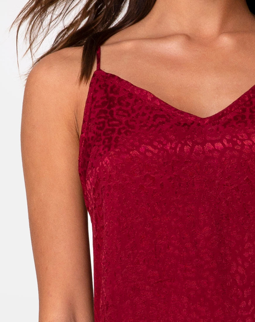 Afbeelding van Hime Maxi Dress in Satin Cheetah Framboos