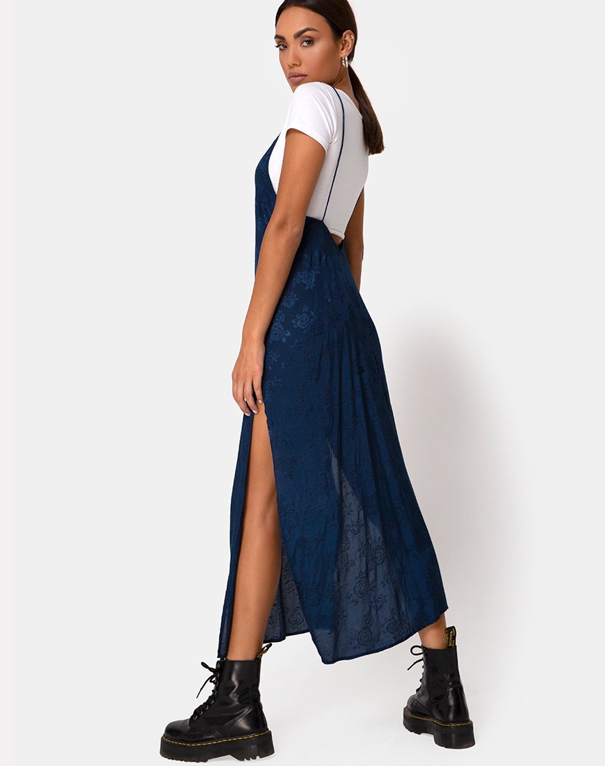 Afbeelding van Hime Jurk in Satijn Blauwe Roos