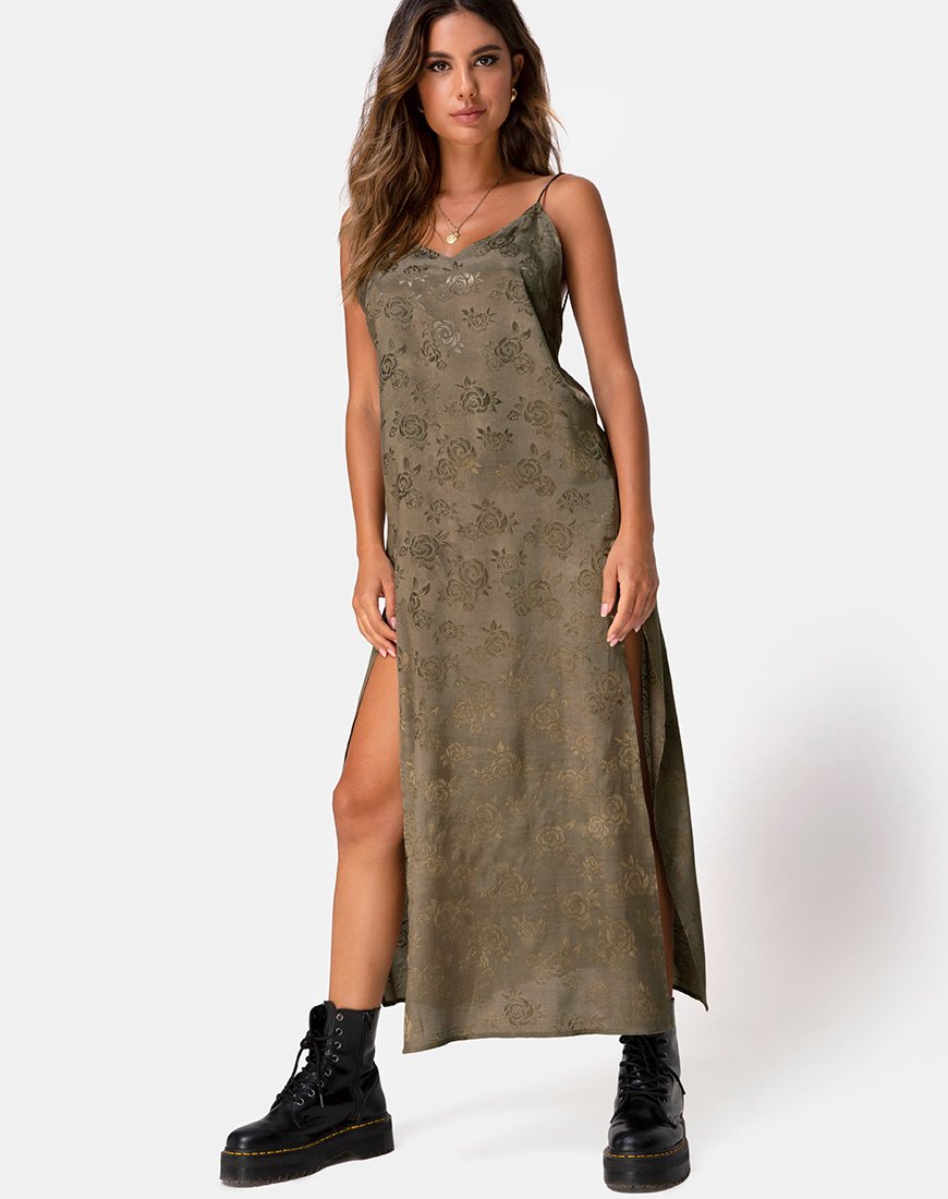 Afbeelding van Hime Maxi Dress in Satin Rose Silver Grey