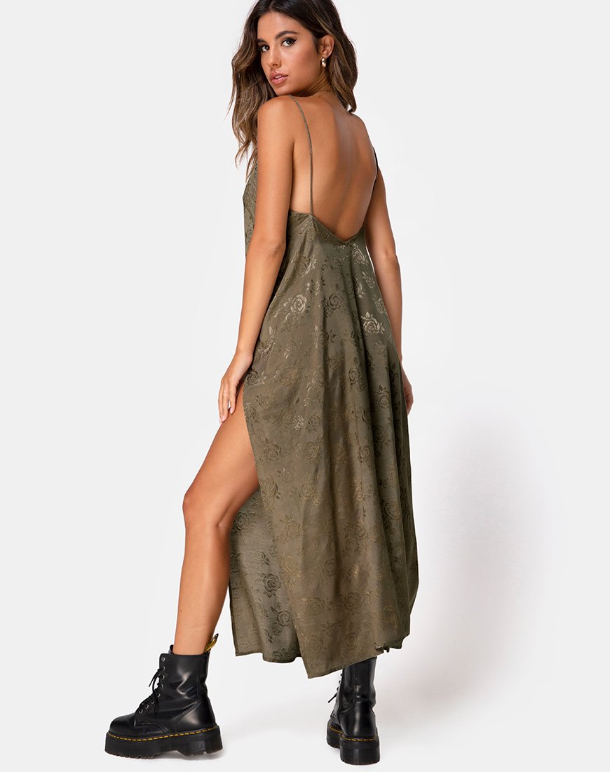 Hime Maxi Dress in Satijn Roos Zilvergrijs