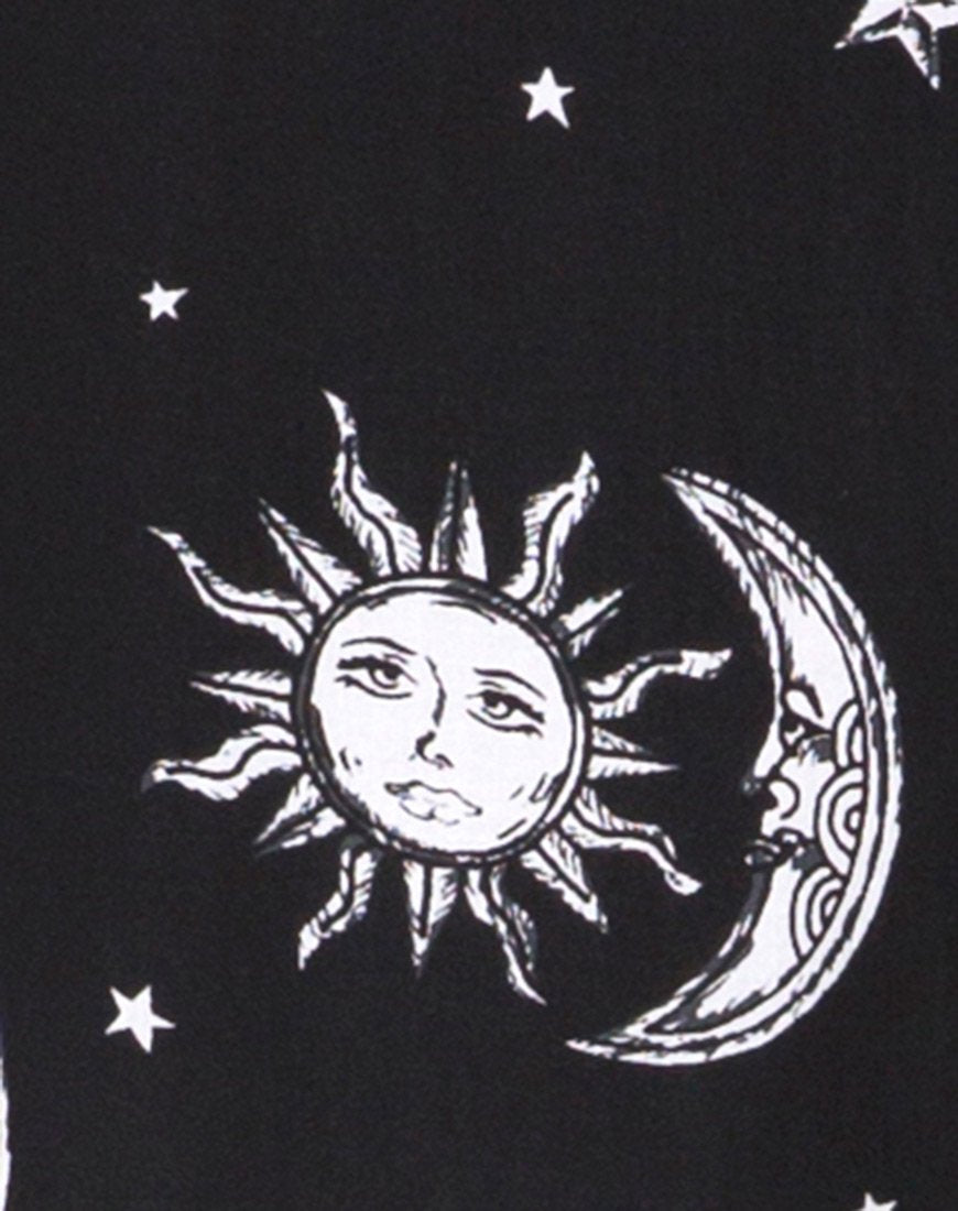 Afbeelding van Batis Maxi Dress in Sun Moon Stars BW