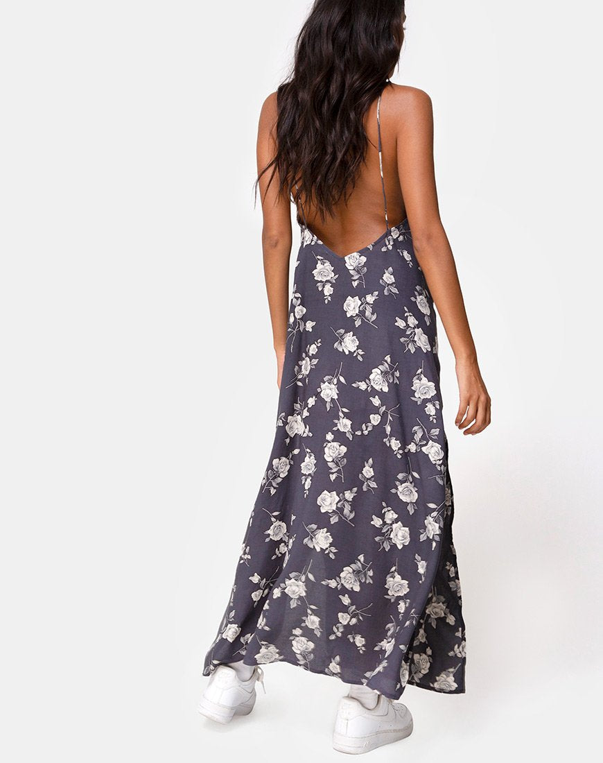 Afbeelding van Hime Maxi Dress in White Rose Grey