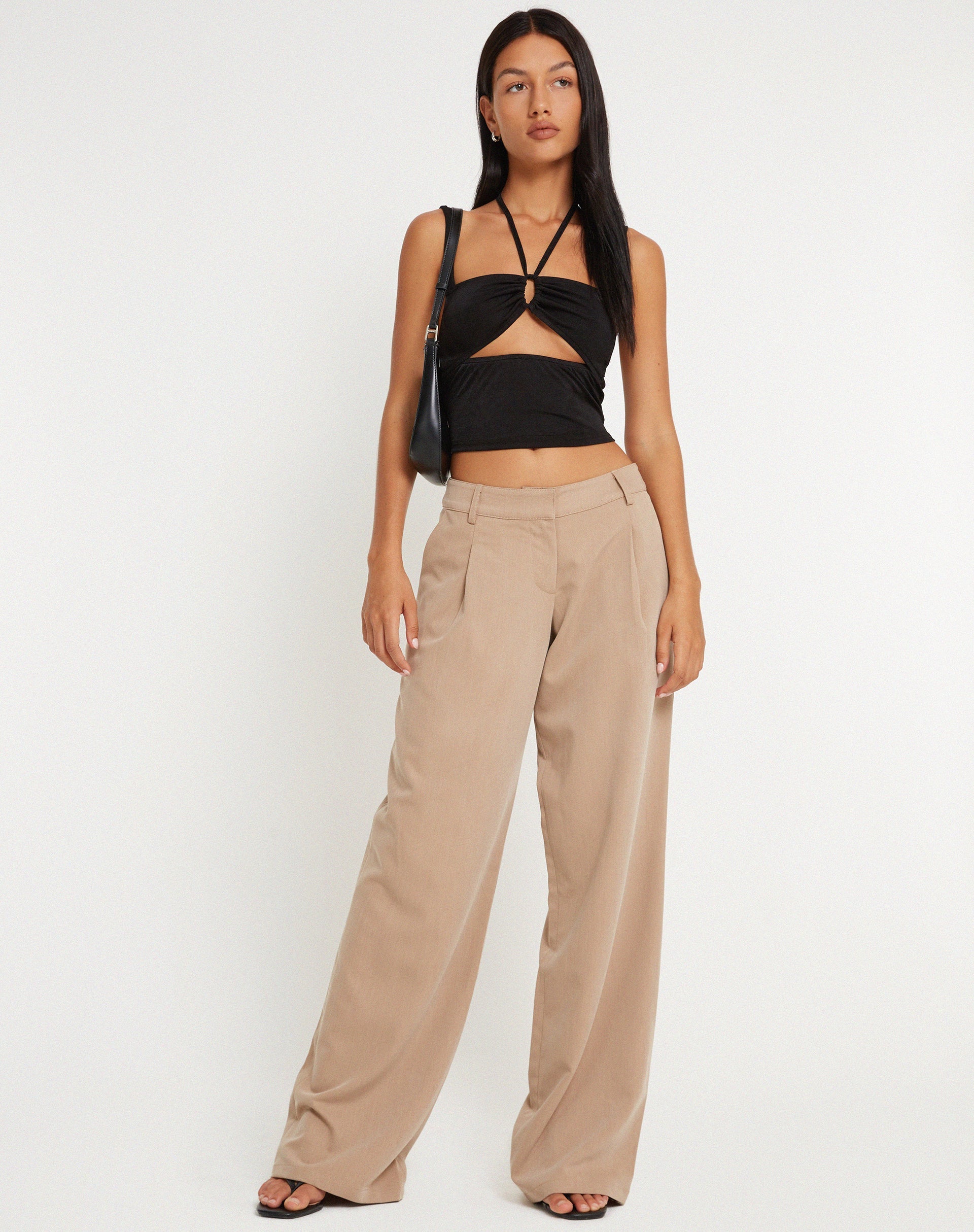 Afbeelding van Hondra broek met wijde pijpen in beige