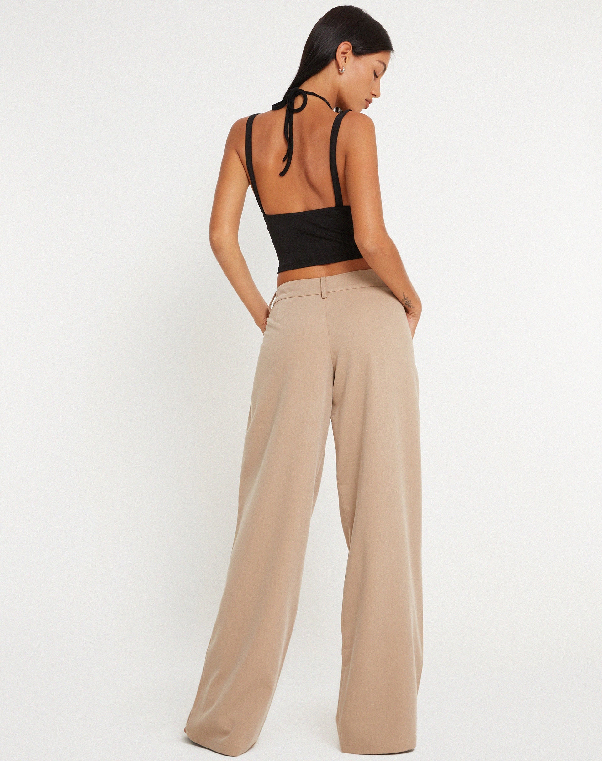 Afbeelding van Hondra broek met wijde pijpen in beige