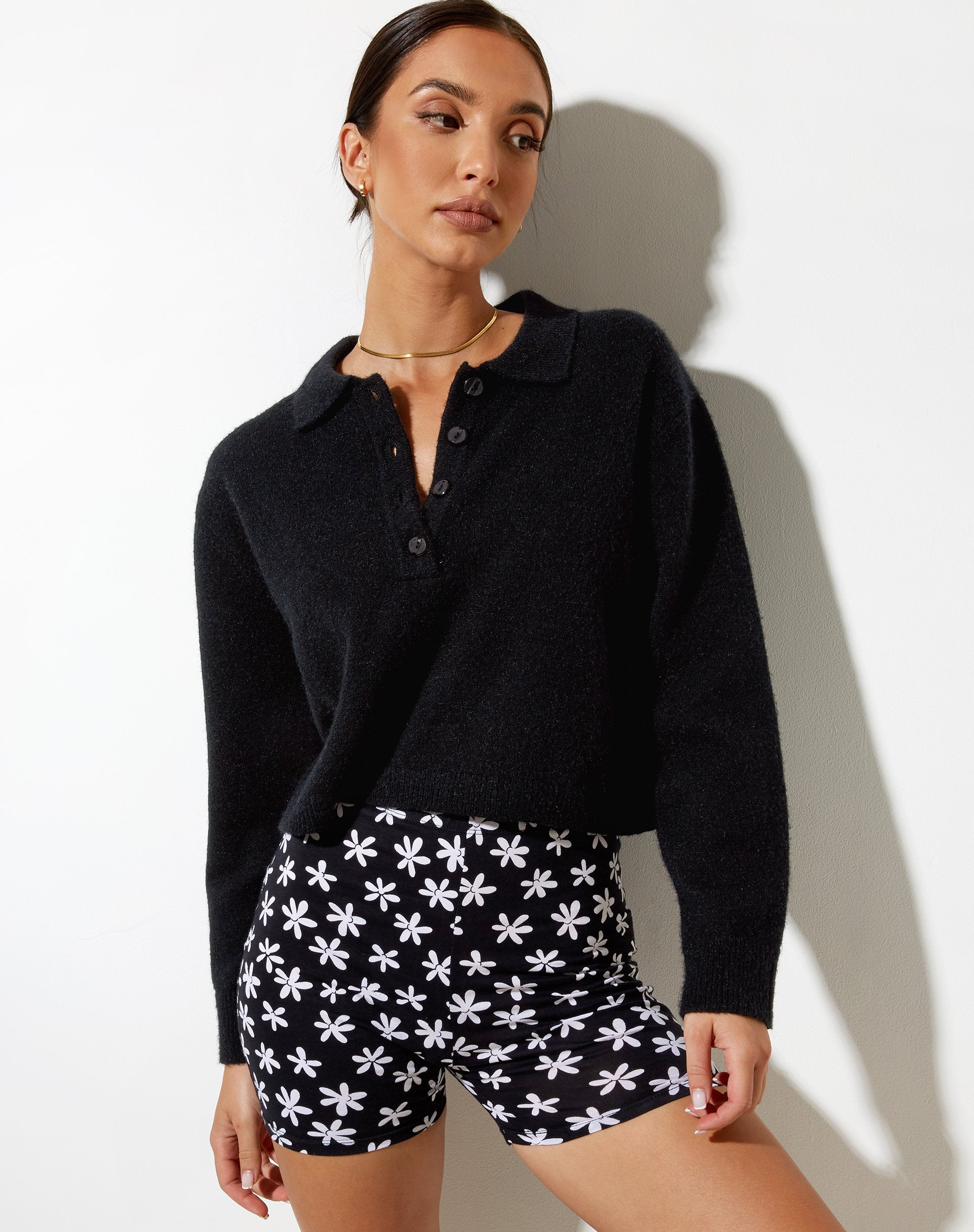 Afbeelding van Hete broek in jaren 90 Daisy zwart-wit