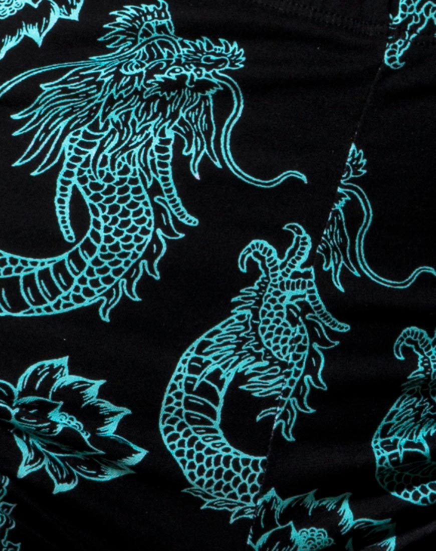 Afbeelding van Hot Pant in Dragon Flower Zwart en Mint