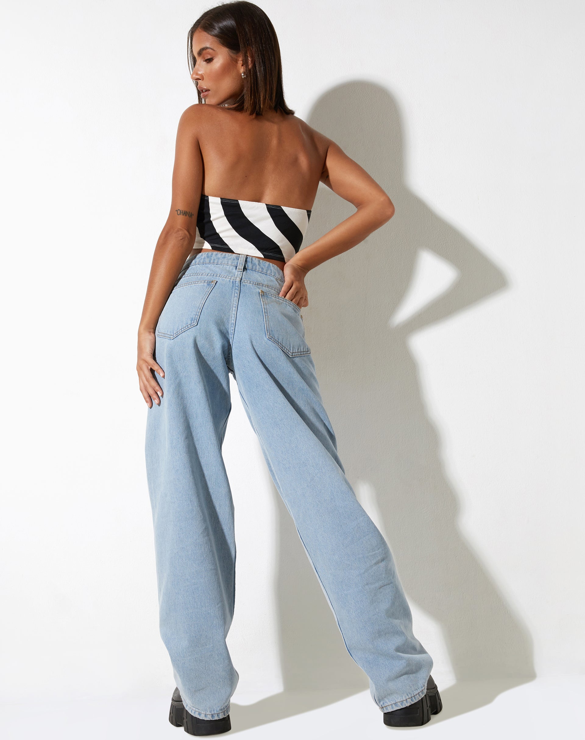 Iamah Crop Top in Optic Swirl Zwart en Wit