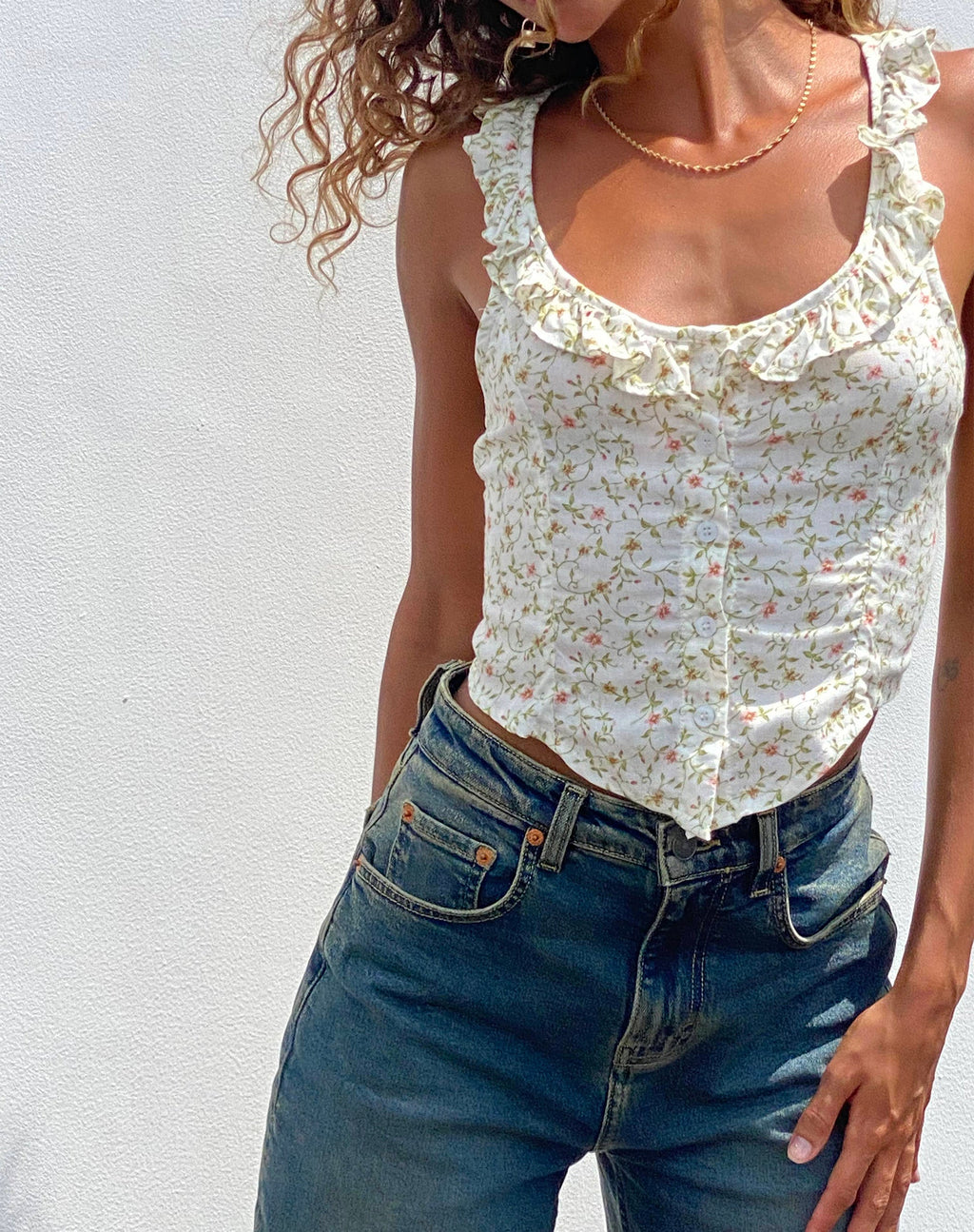 Julka Cami Top in Pretty Petal Ivoor