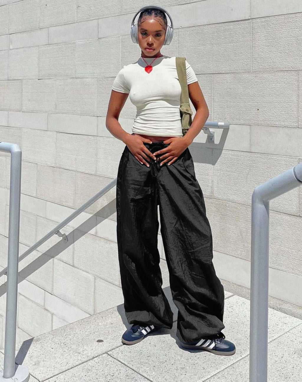 Chute broek in parachute zwart