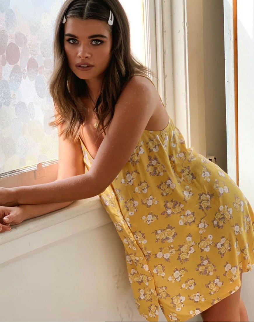 Afbeelding van Sanna Slip Dress in Rose Bunch Yellow