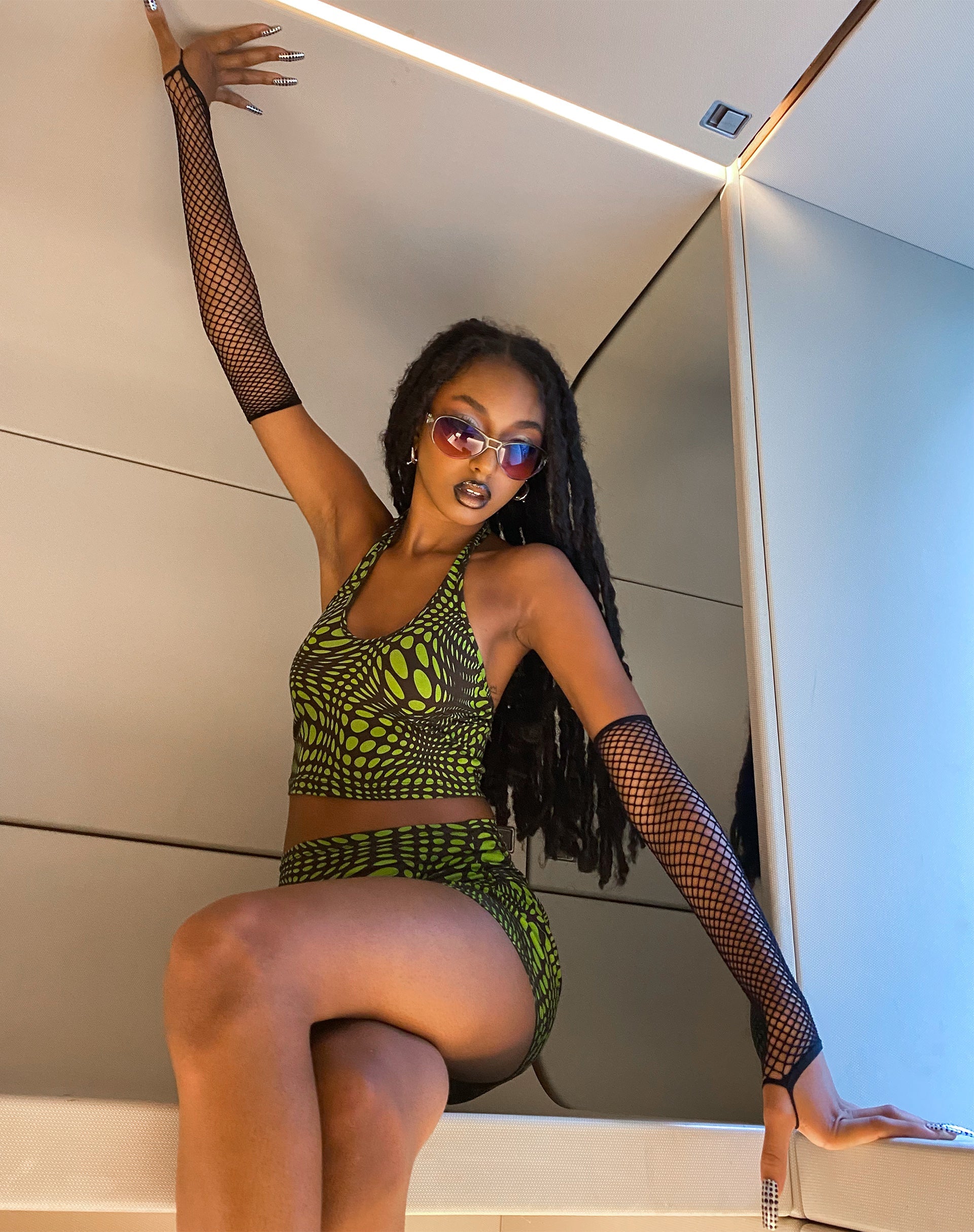 Afbeelding van Reis Crop Top in Optic Polka Green