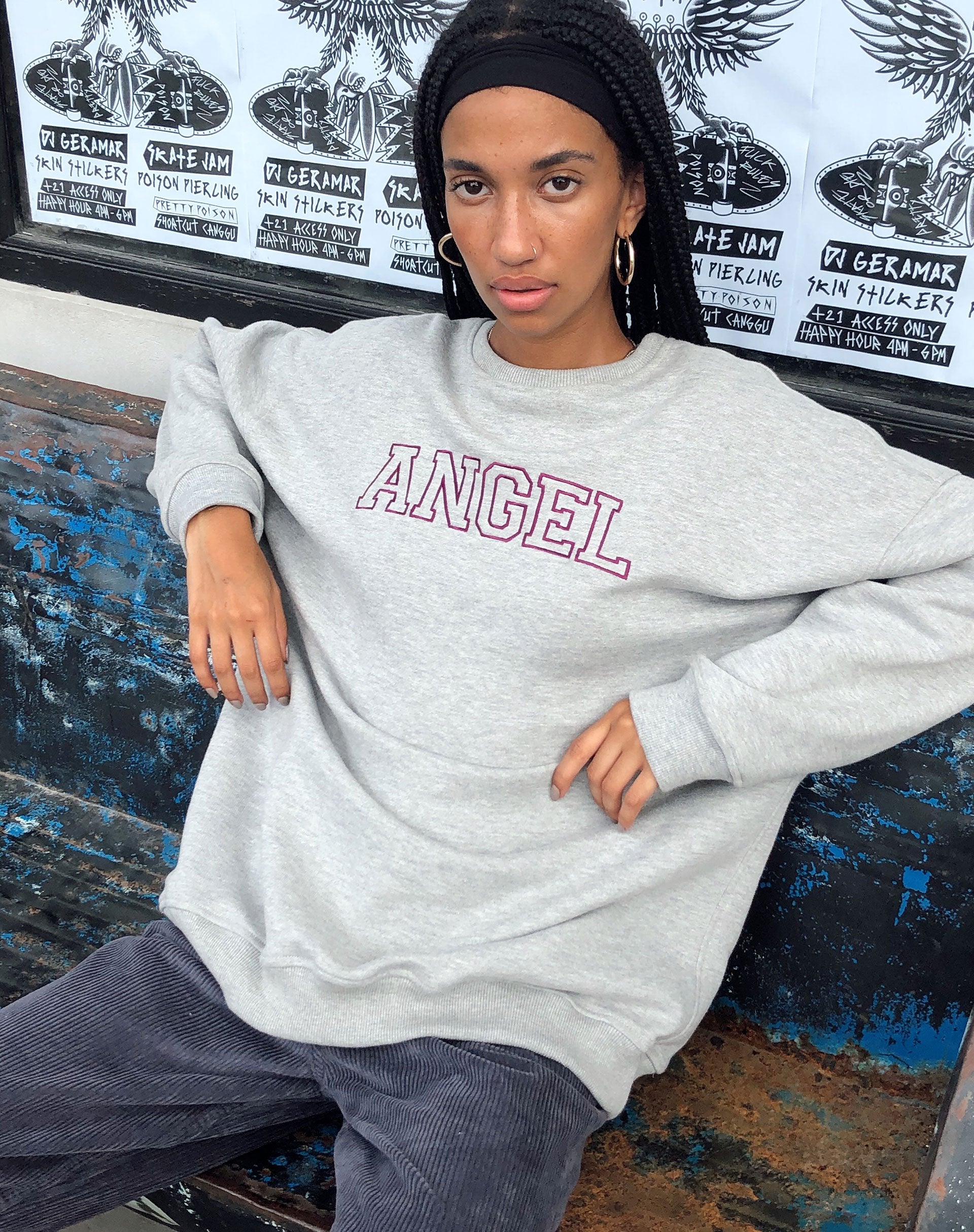 Afbeelding van Glo Sweatshirt in Greymarl Angel Embro in Burgundy