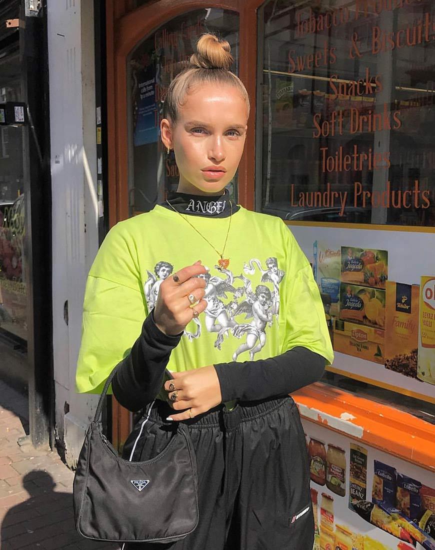 Sunny Kiss T-shirt in Lime met Cherubijn
