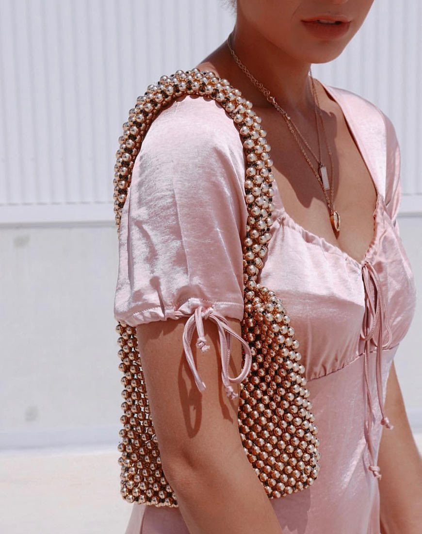 Afbeelding van Guenette jurk in satijn Dusty Rose