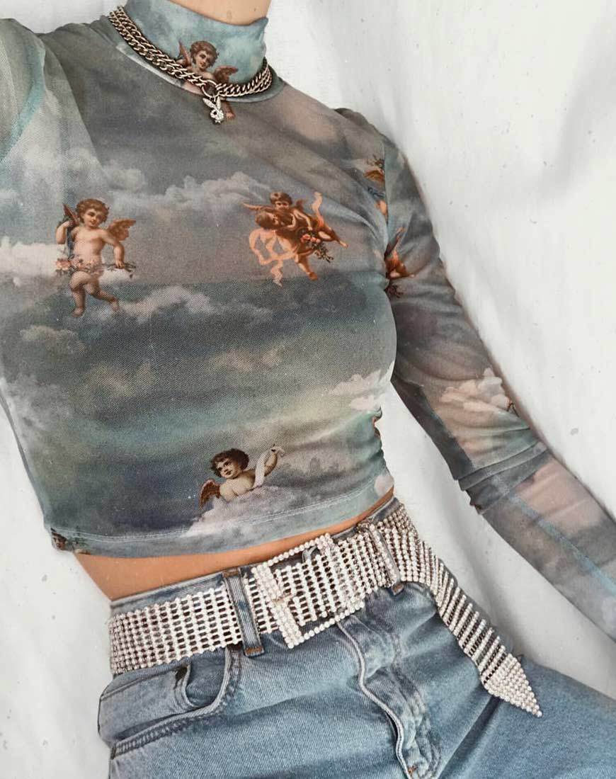 Afbeelding van Lara Crop Top in Angel Sky Blue Mesh