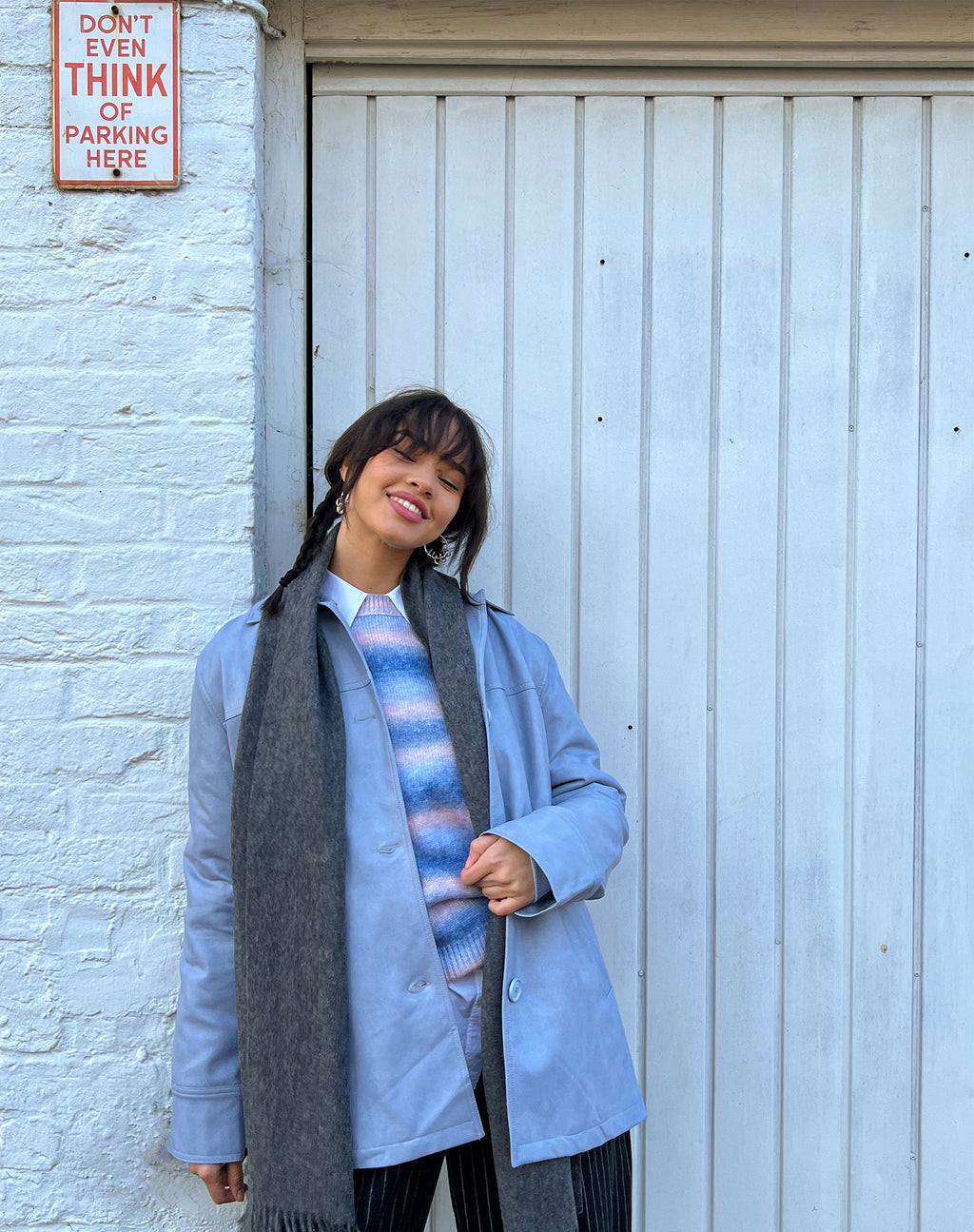 Walta Jacket in PU Poederblauw