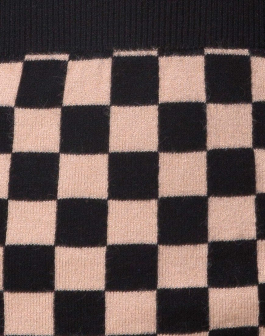 Afbeelding van Immie Mini Rok in Checkerboard Tan