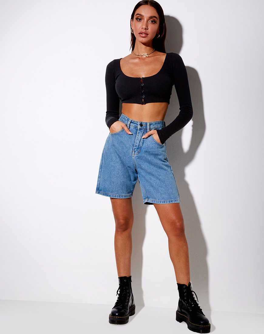 Afbeelding van Ineke Crop Top in Rib Zwart