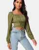 Afbeelding van Iris Crop Top in Satijn Cheetah Khaki