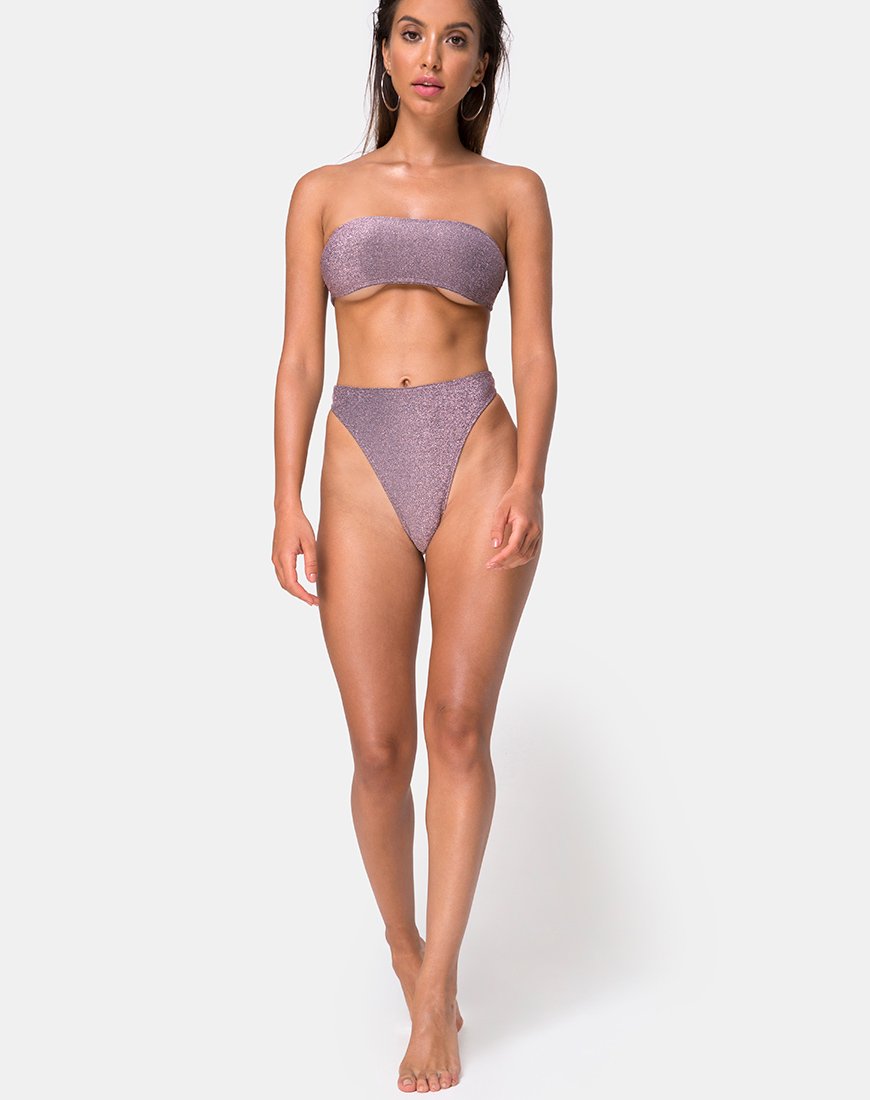 Afbeelding van Izarla Bikini Tube Top in Gunmetal Glitter