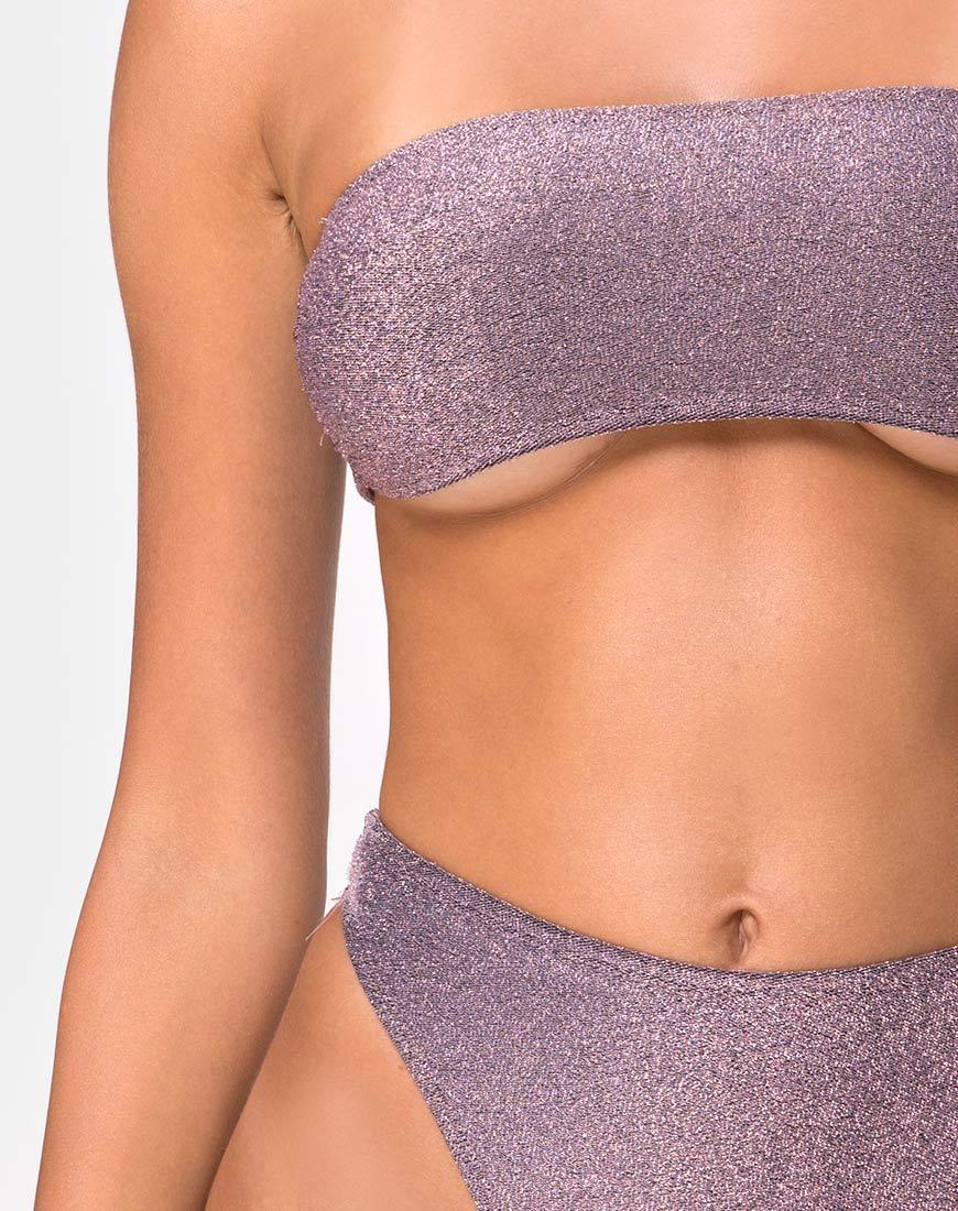 Afbeelding van Izarla Bikini Tube Top in Gunmetal Glitter