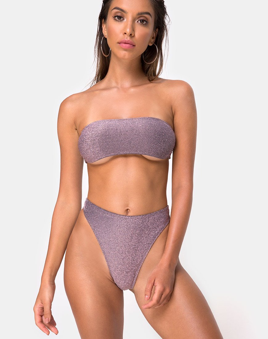Afbeelding van Izarla Bikini Tube Top in Gunmetal Glitter
