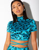 Afbeelding van Jacki Crop Top in Butterfly Bloom Blue