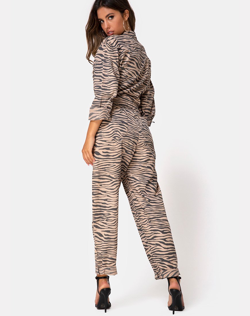 Afbeelding van Jampa Jumpsuit in Zips Zebra Taupe