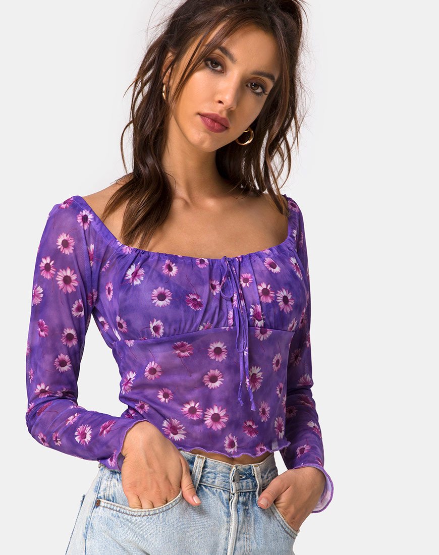 Janina Top in Daisy Daze paars
