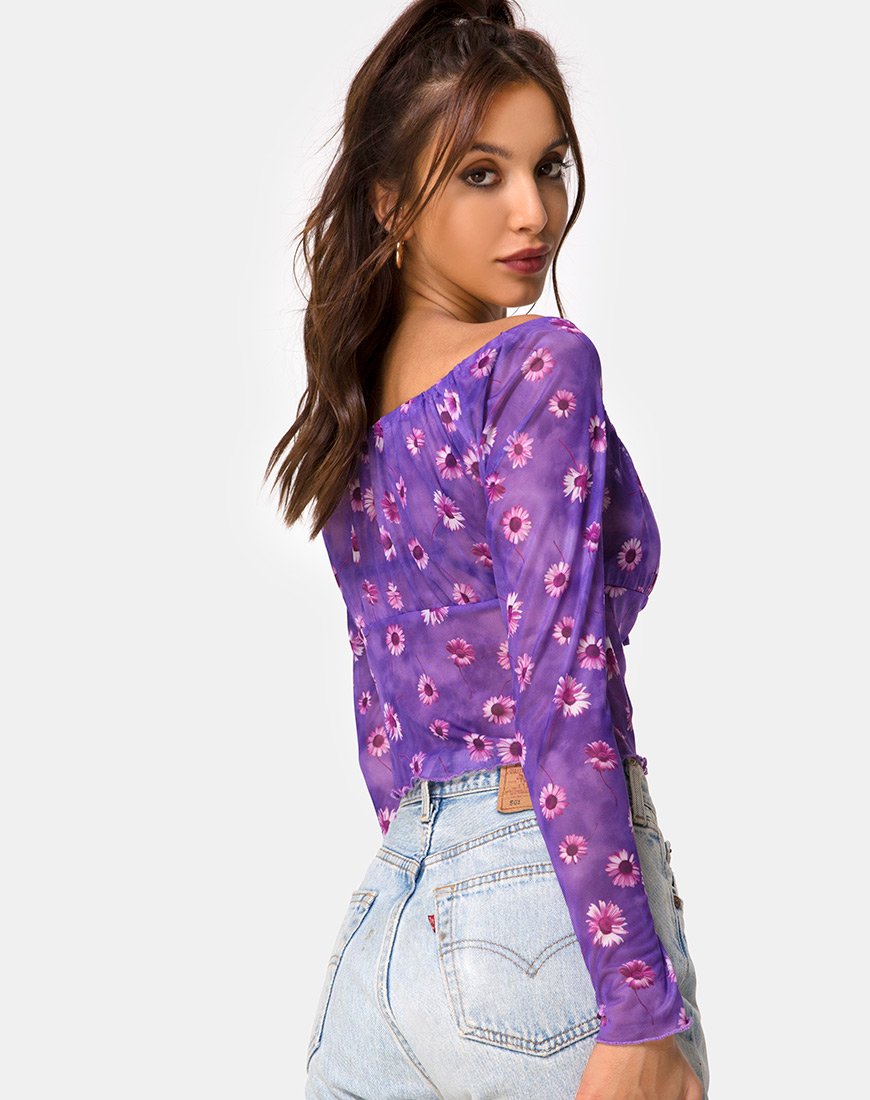 Janina Top in Daisy Daze paars