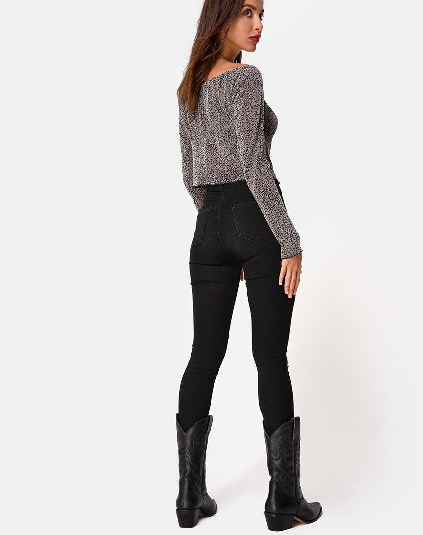 Afbeelding van Janina Top in Ditsy Leopard Grey Flock