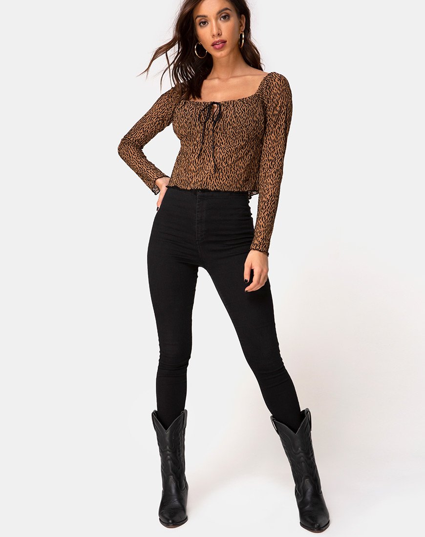 Afbeelding van Janina Top in Animal Flock Tan Net
