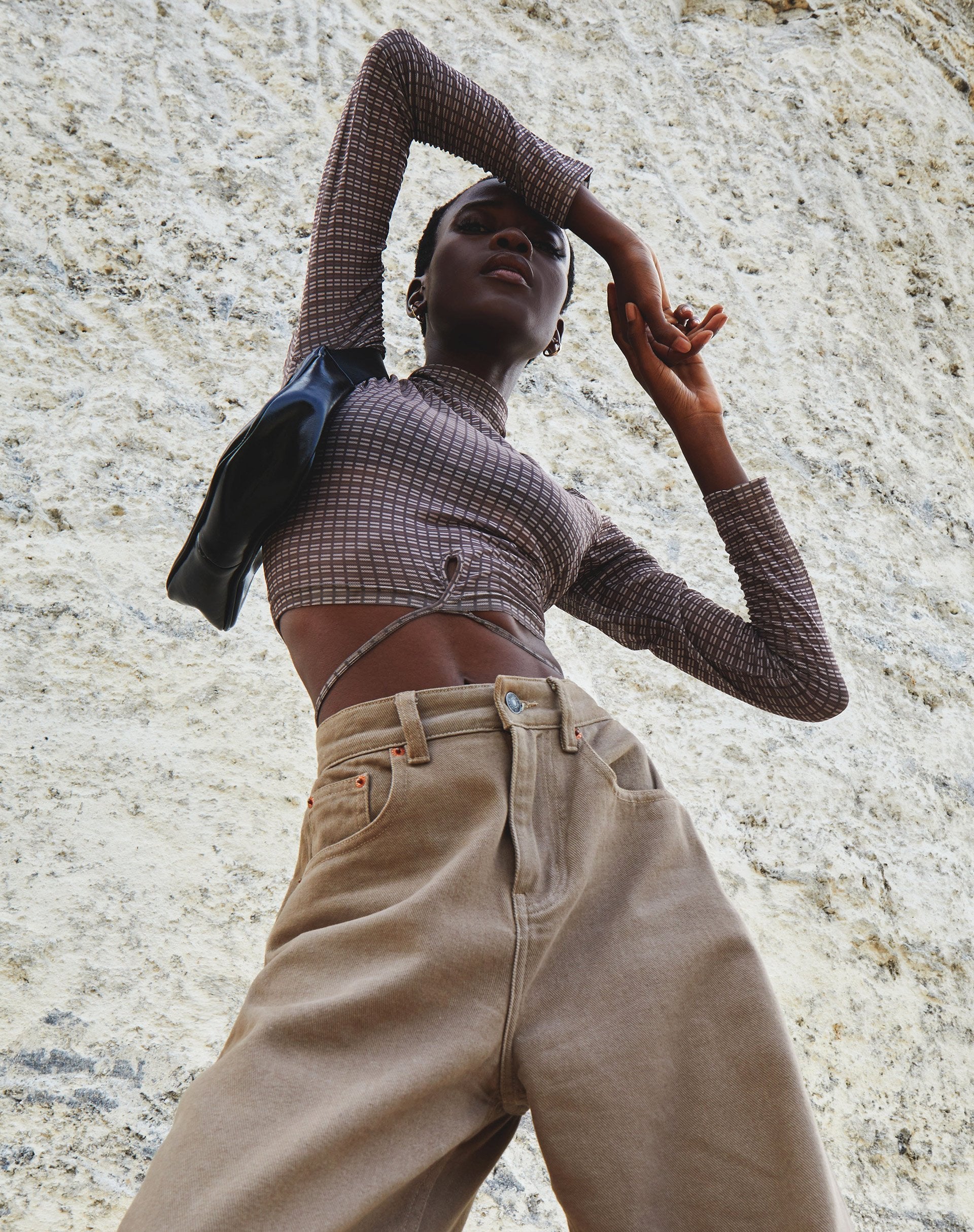Afbeelding van Sahila Crop Top in Mini Check Chocolade