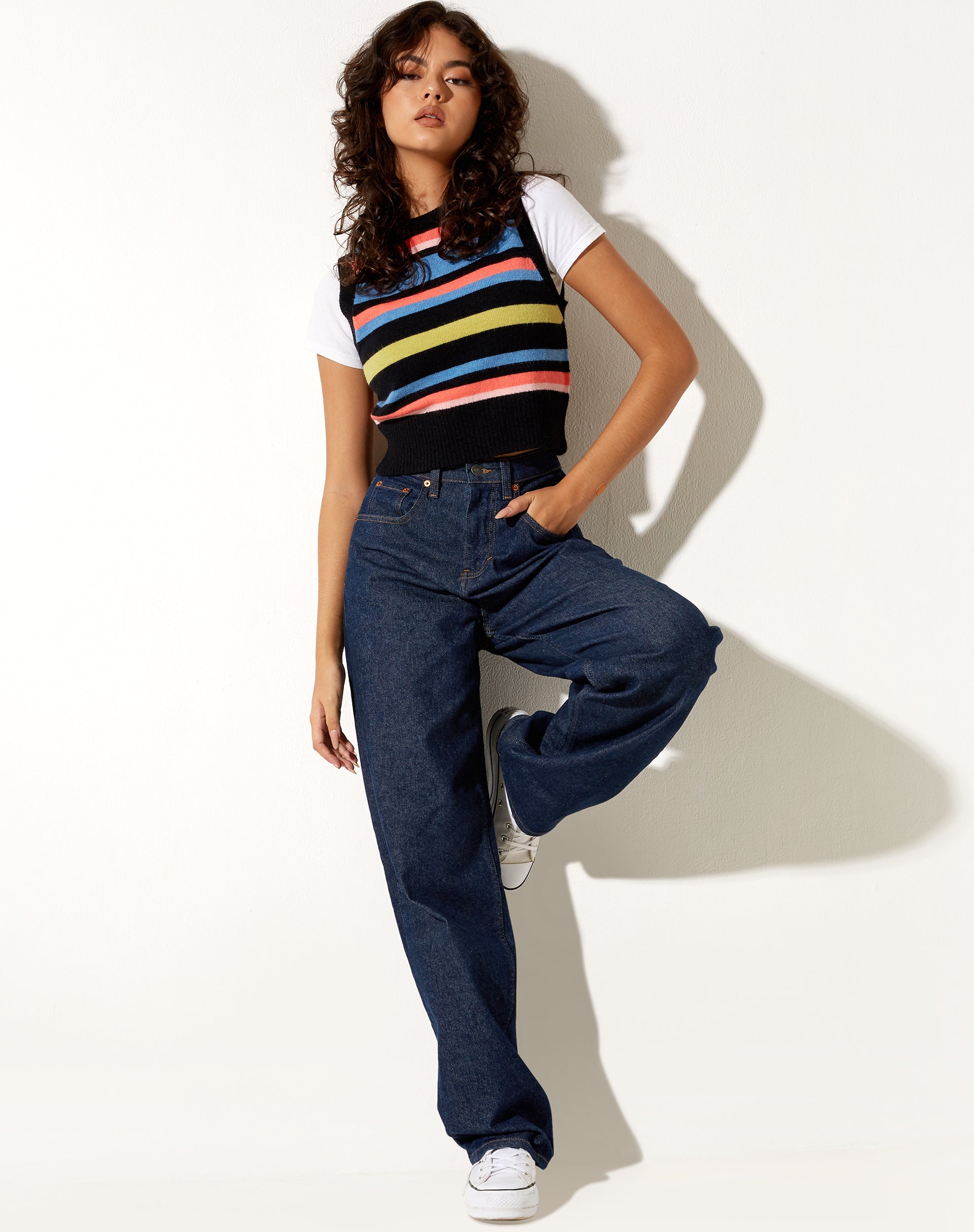 Afbeelding van Jaya Vest in Multi Stripe Blauw Zwart