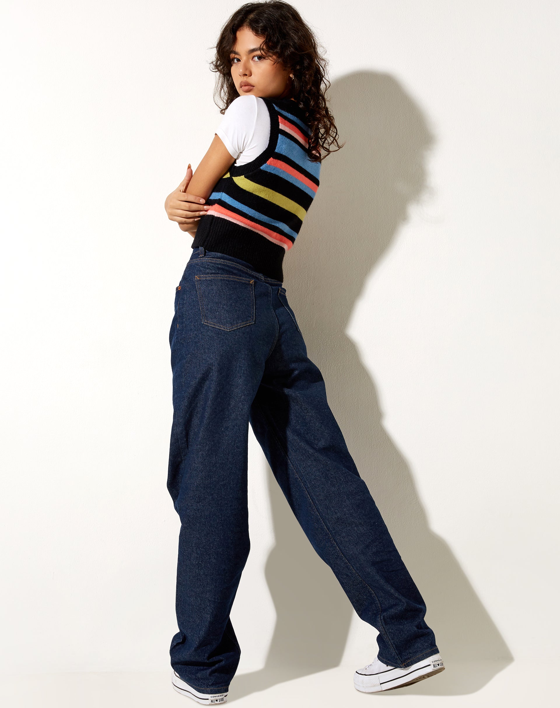 Afbeelding van Jaya Vest in Multi Stripe Blauw Zwart