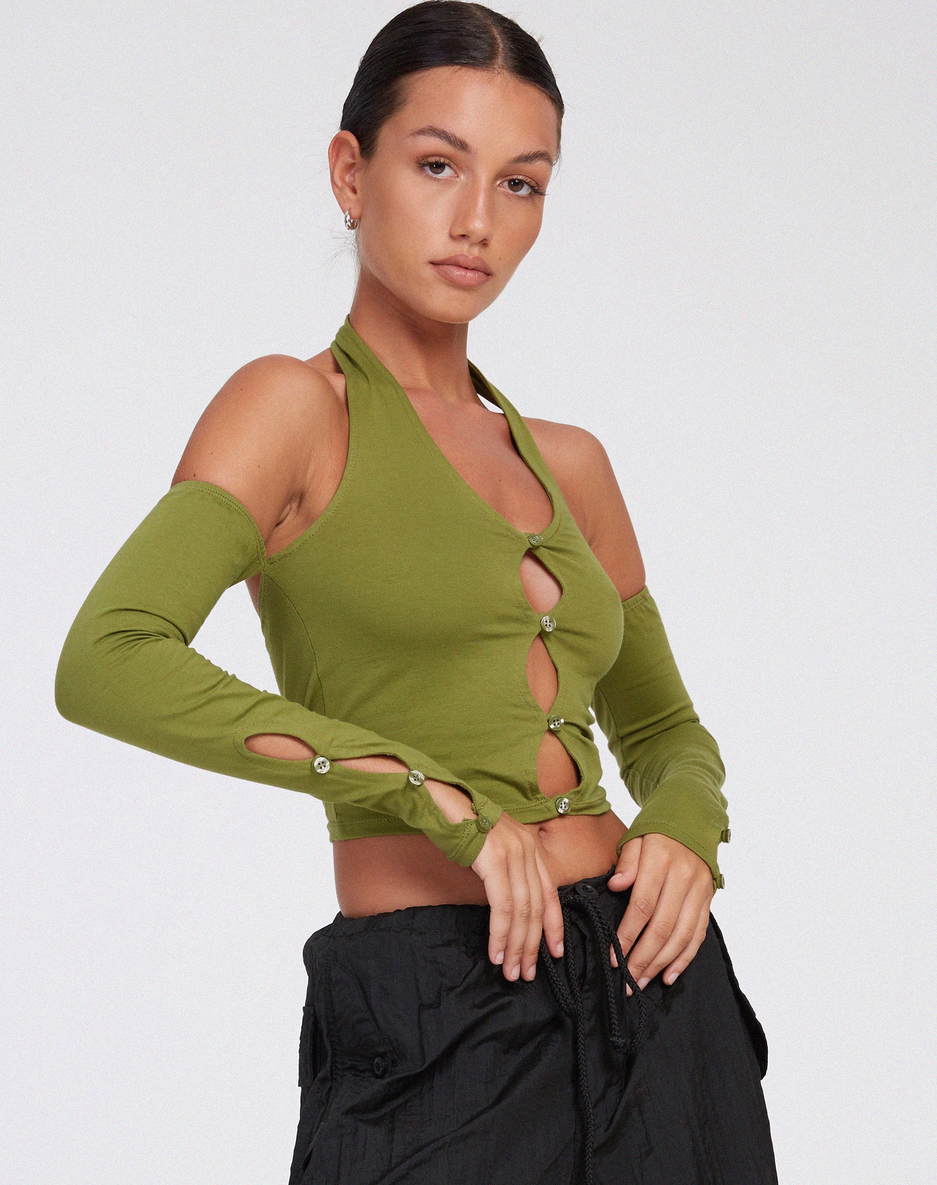 Afbeelding van Jayne Gewatteerde Top in Khaki