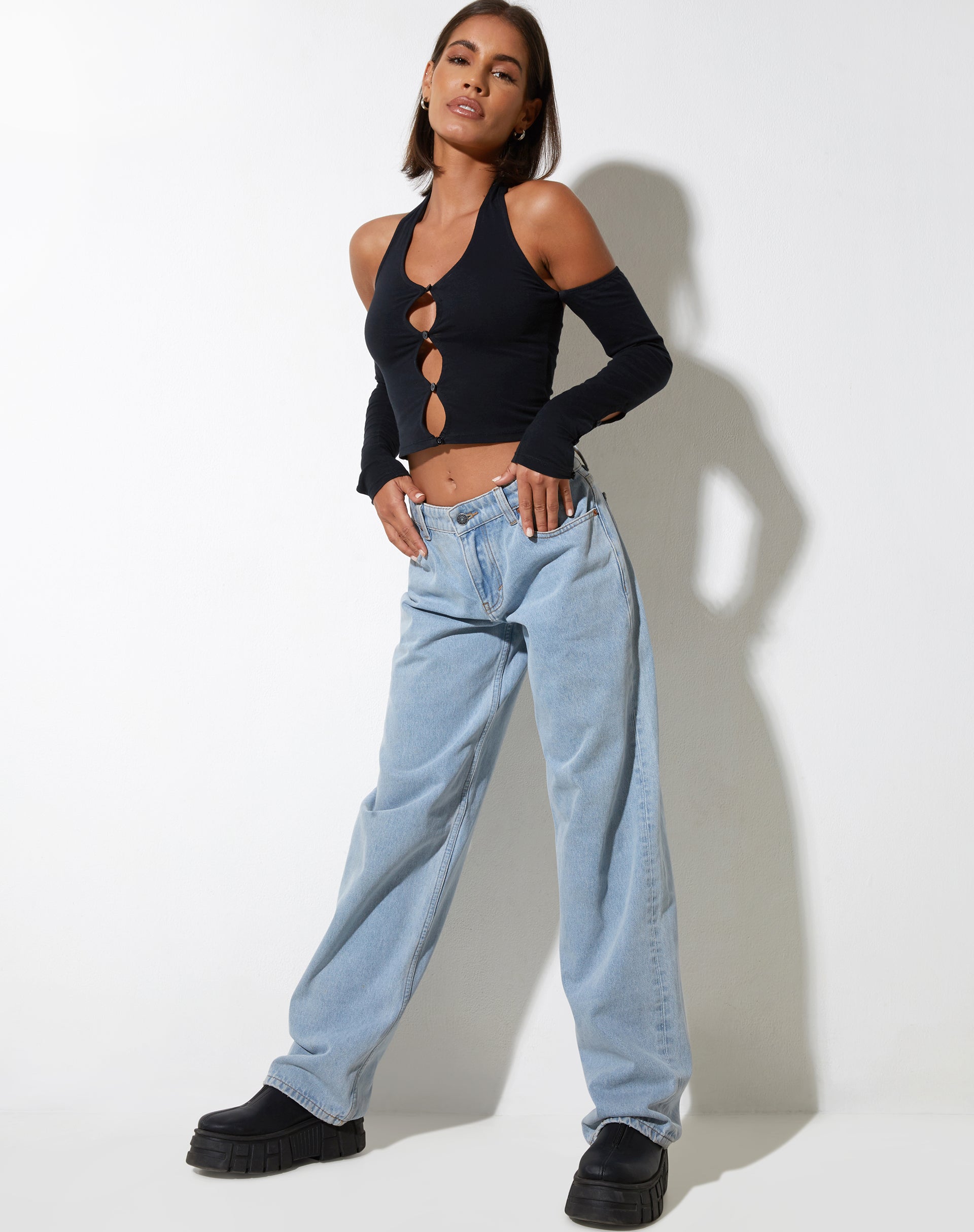 beeld van Jayne Crop Top in lycra zwart