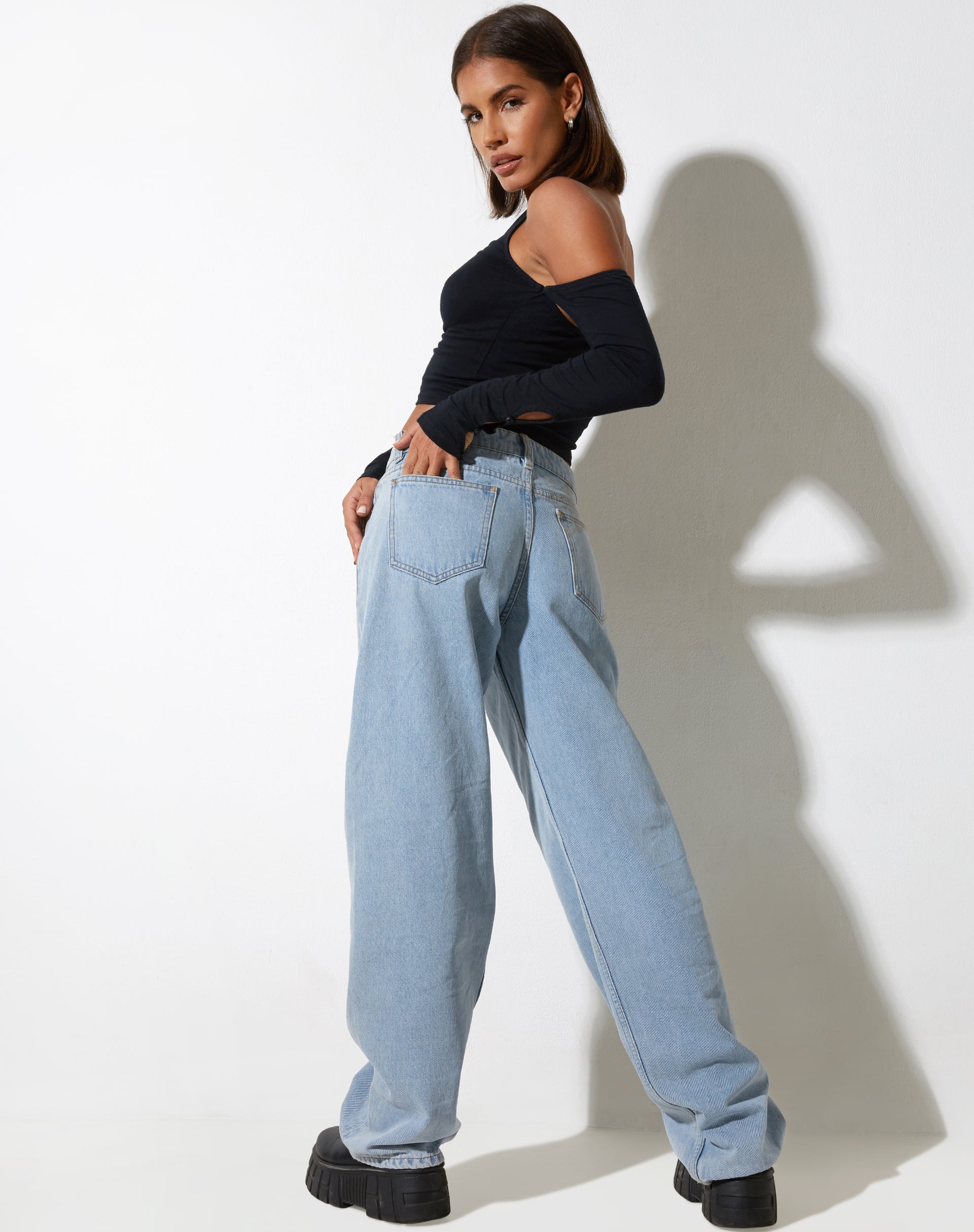 beeld van Jayne Crop Top in lycra zwart
