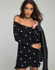 Afbeelding van Jazzie Off the Shoulder Jurk in Polkadot Zwart-Wit