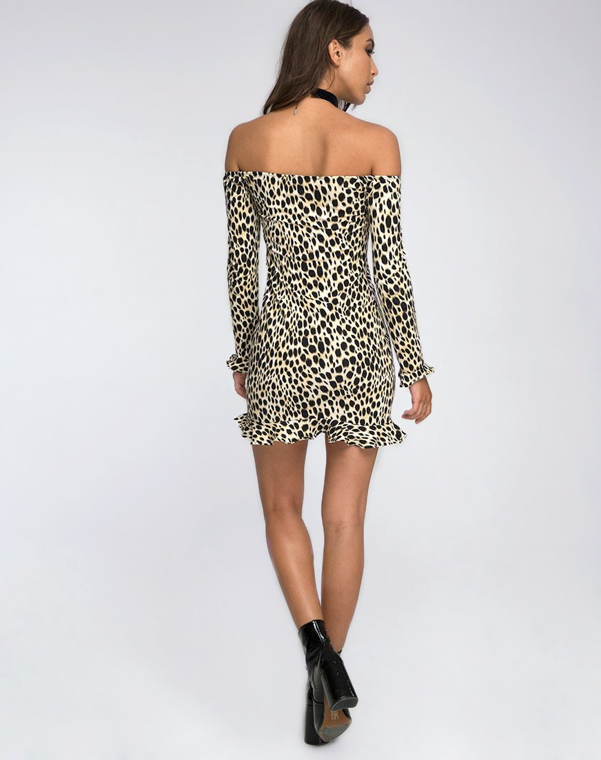 Afbeelding van Jazzie Off the Shoulder Jurk in Cheetah