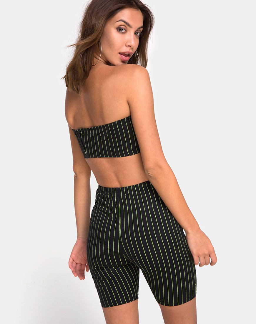 Jeevan Bandeau Top in Neon Krijtstreep