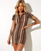 Afbeelding van Jeeves Mini-jurk in Mix Stripe Bruin