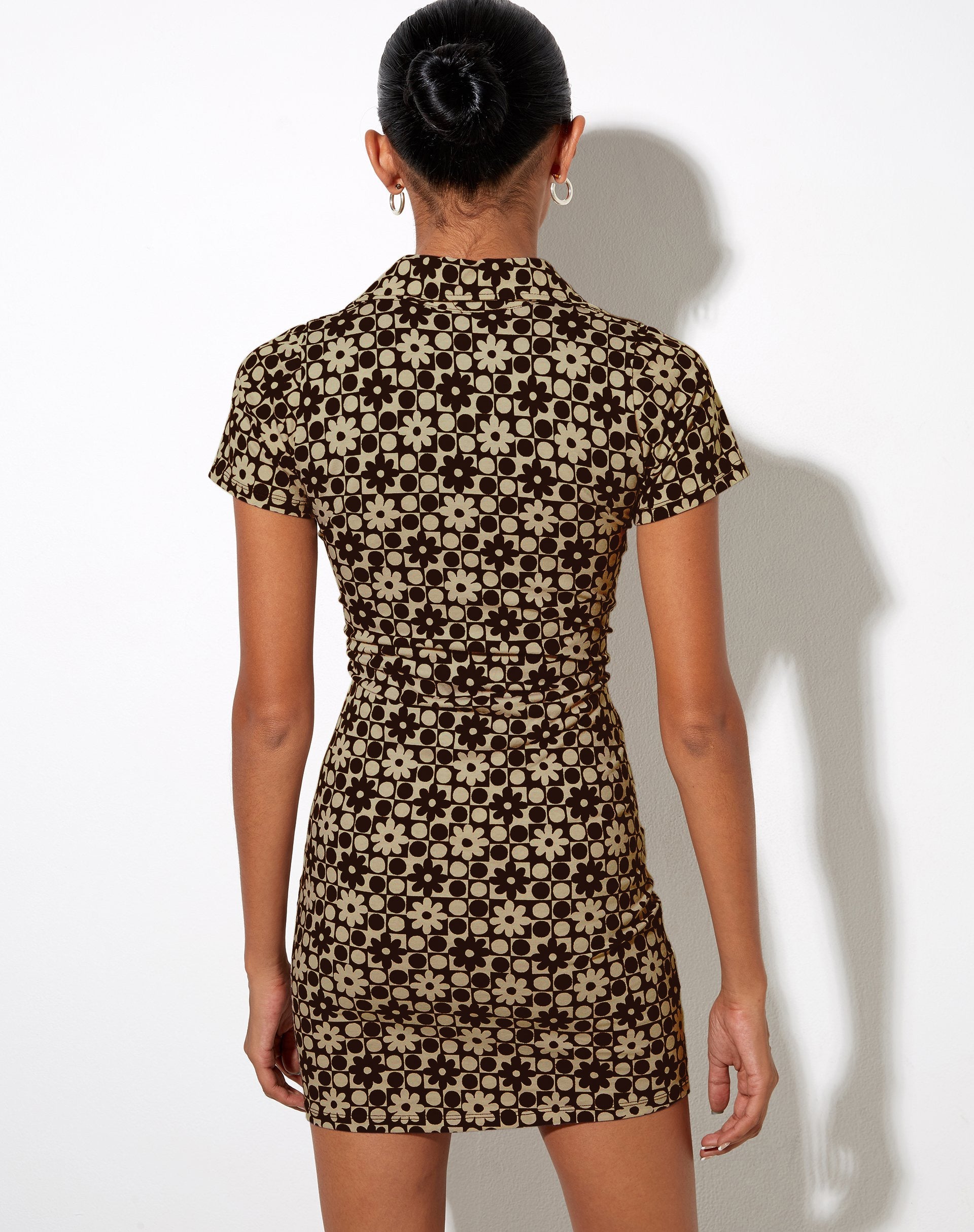 Afbeelding van Jeeves T-shirt jurk in patchwork Daisy Bruin